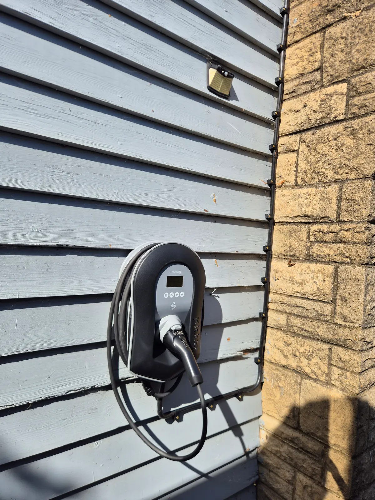 The finished Downton charge point with the tethered cable stowed