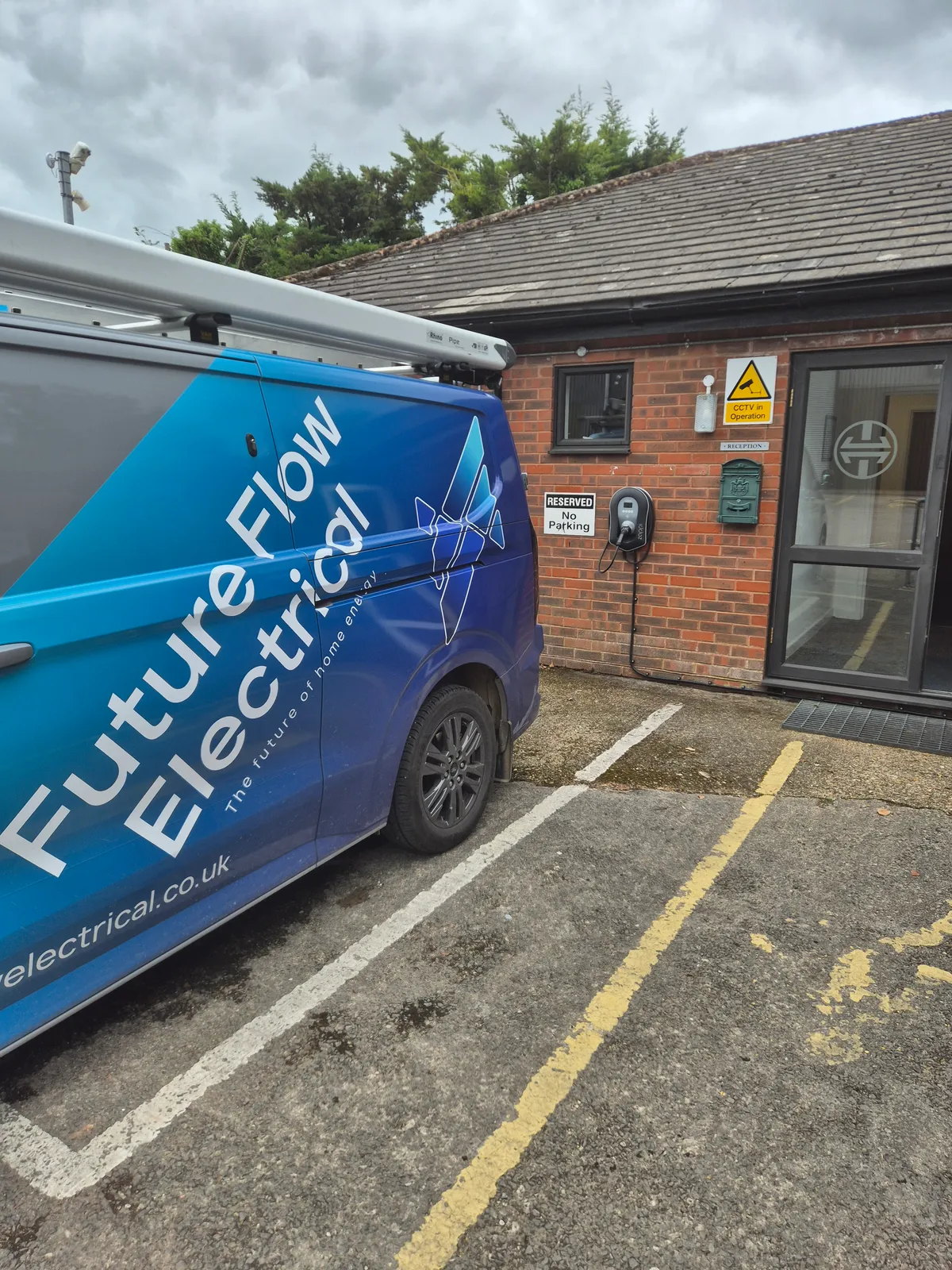 Future Flow Electrical van on site at the Salisbury workplace installation